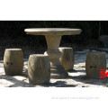 round natural stone antique table with chair